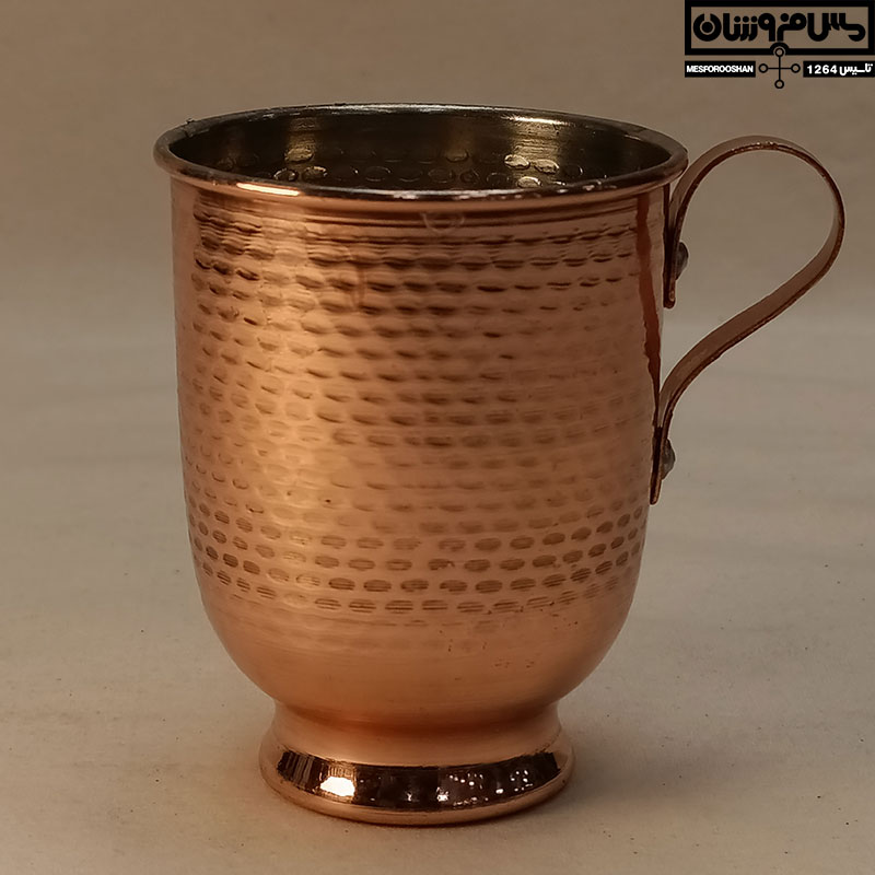 لیوان مسی چکشی زنجان نانو دسته‌دار پله‌ای 150ccمدل آفاق