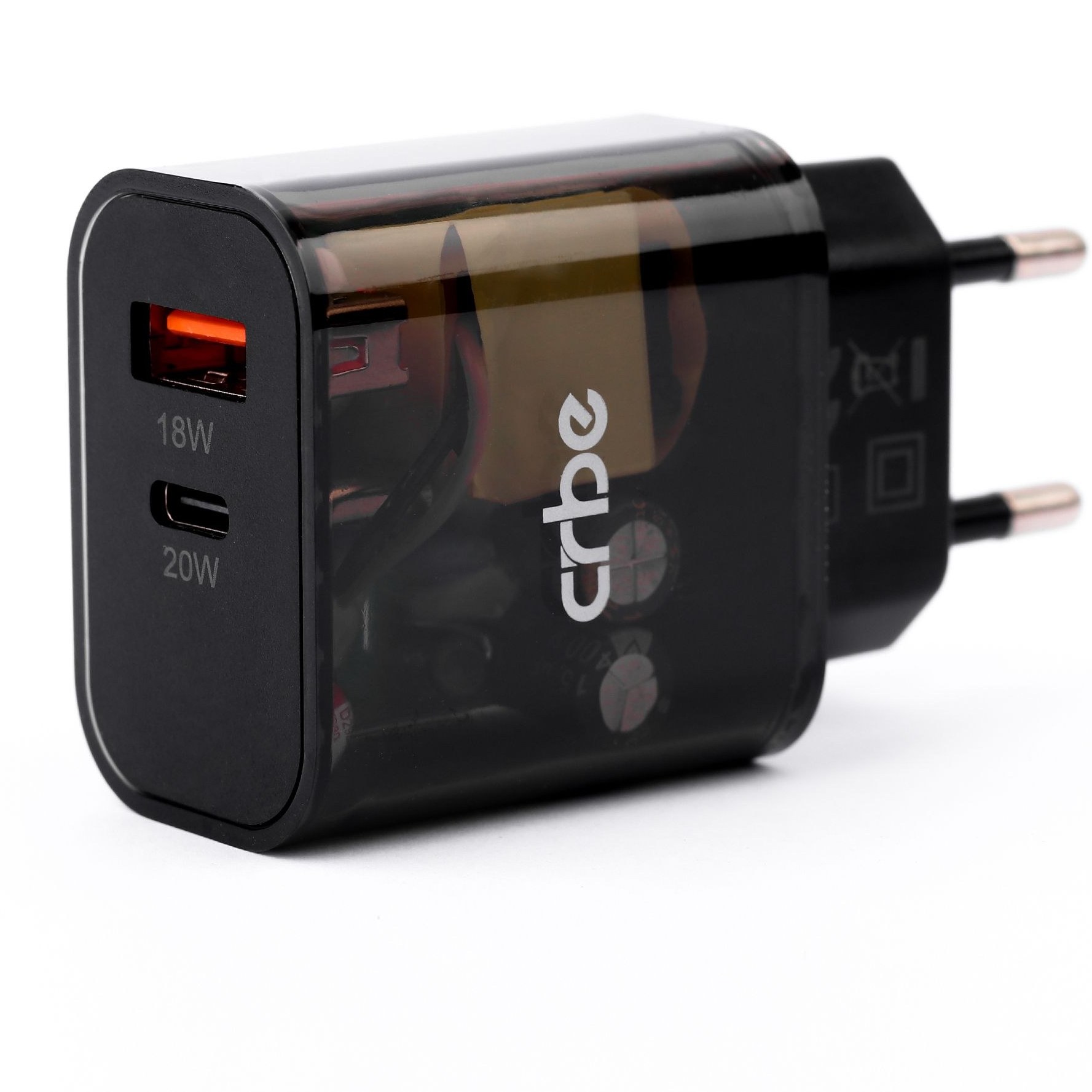 شارژر دیواری فست شارژ دو پورت 20 وات کربی مدل Crbe CR-R105 PD USB-C