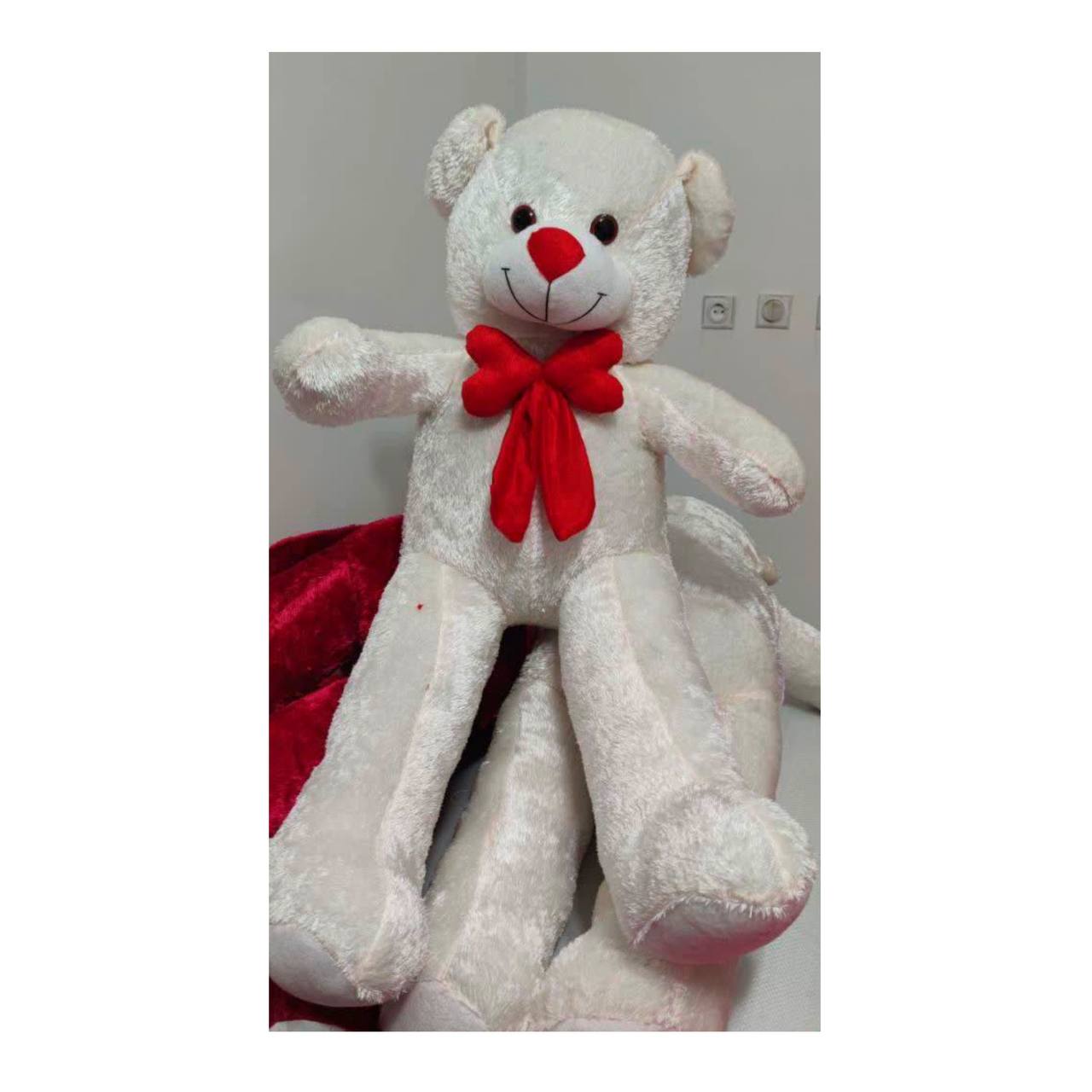 عروسک خرس ساده سفید 135 سانتی