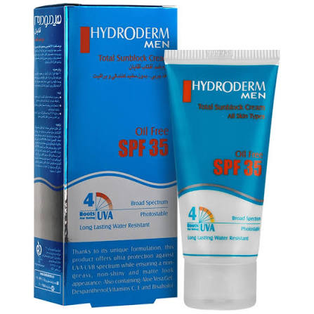 کرم ضد آفتاب آقایان هیدرودرم SPF35 حجم ۵۰ میلی لیتر