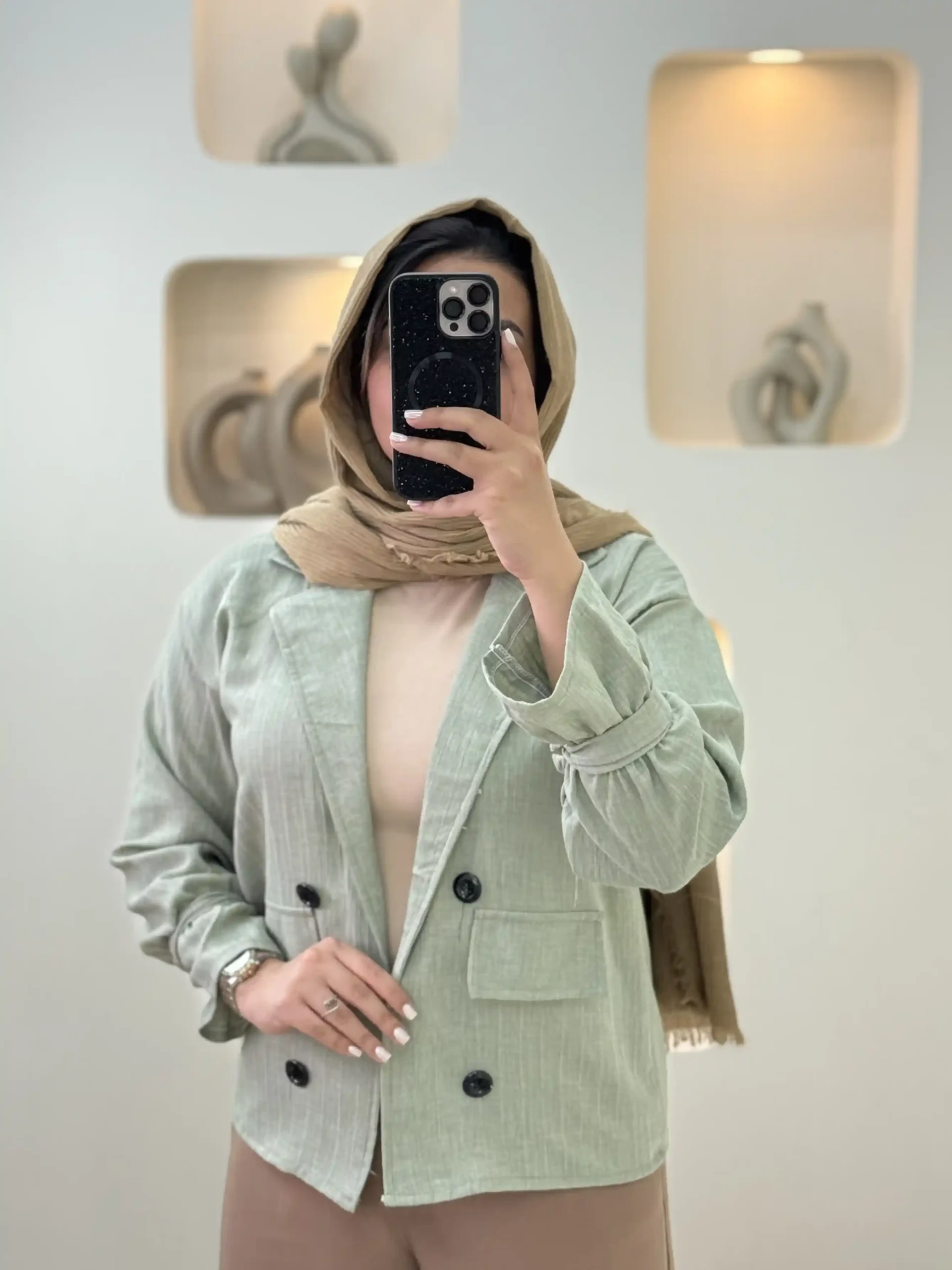 کت ژاکارد راه راه-23001 - سبز