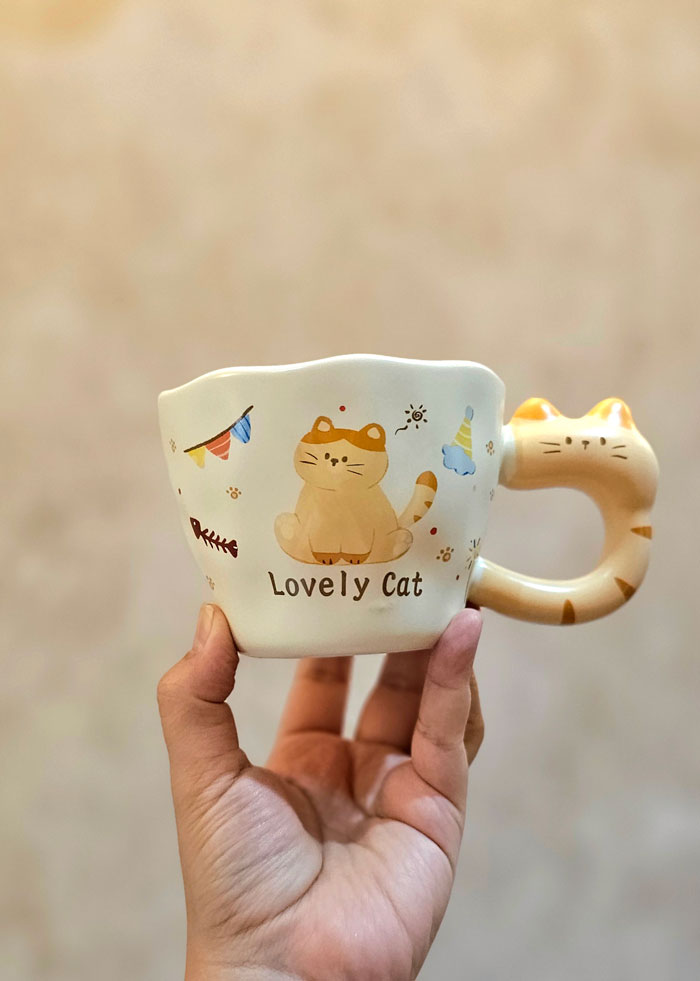 خرید ماگ گربه ای مدل لته خوری کد 635