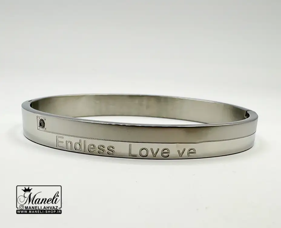 دستبند مردانه استیل رنگ ثابت با تکست (endless love)