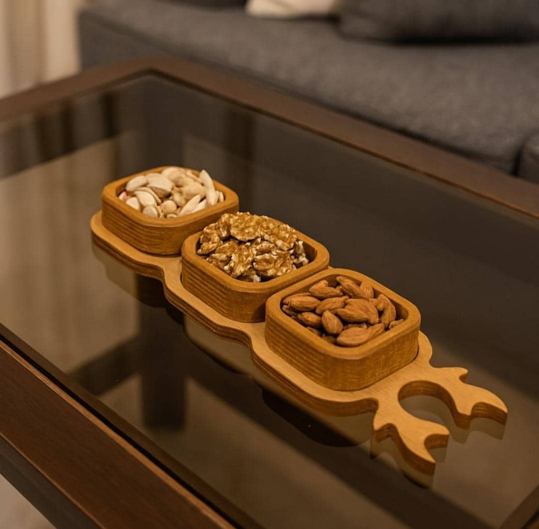 اردوخوری 3 خانه مربع چوبی شاخ گوزنی