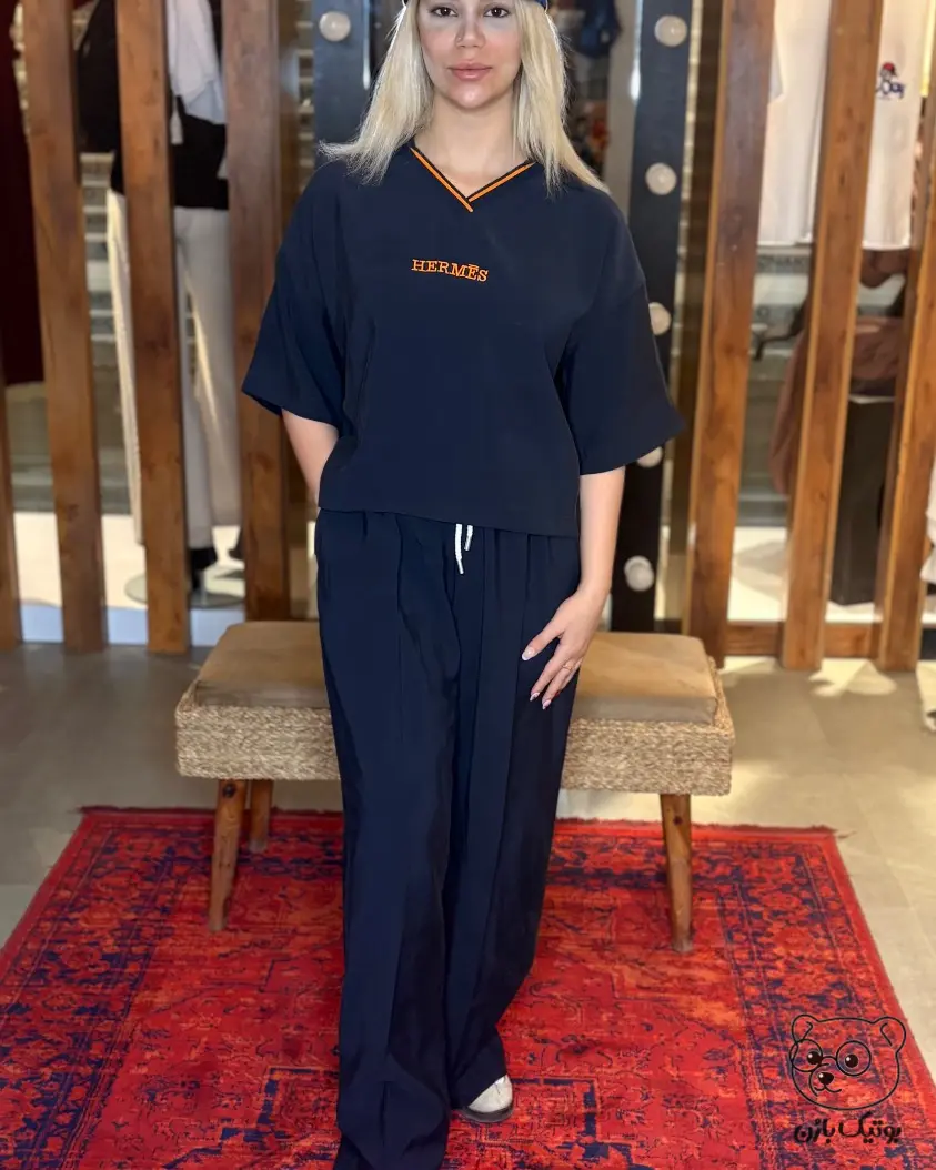 ست وارداتی مستر کووالیتی هرمس HERMES کد 174 - سرمه ای