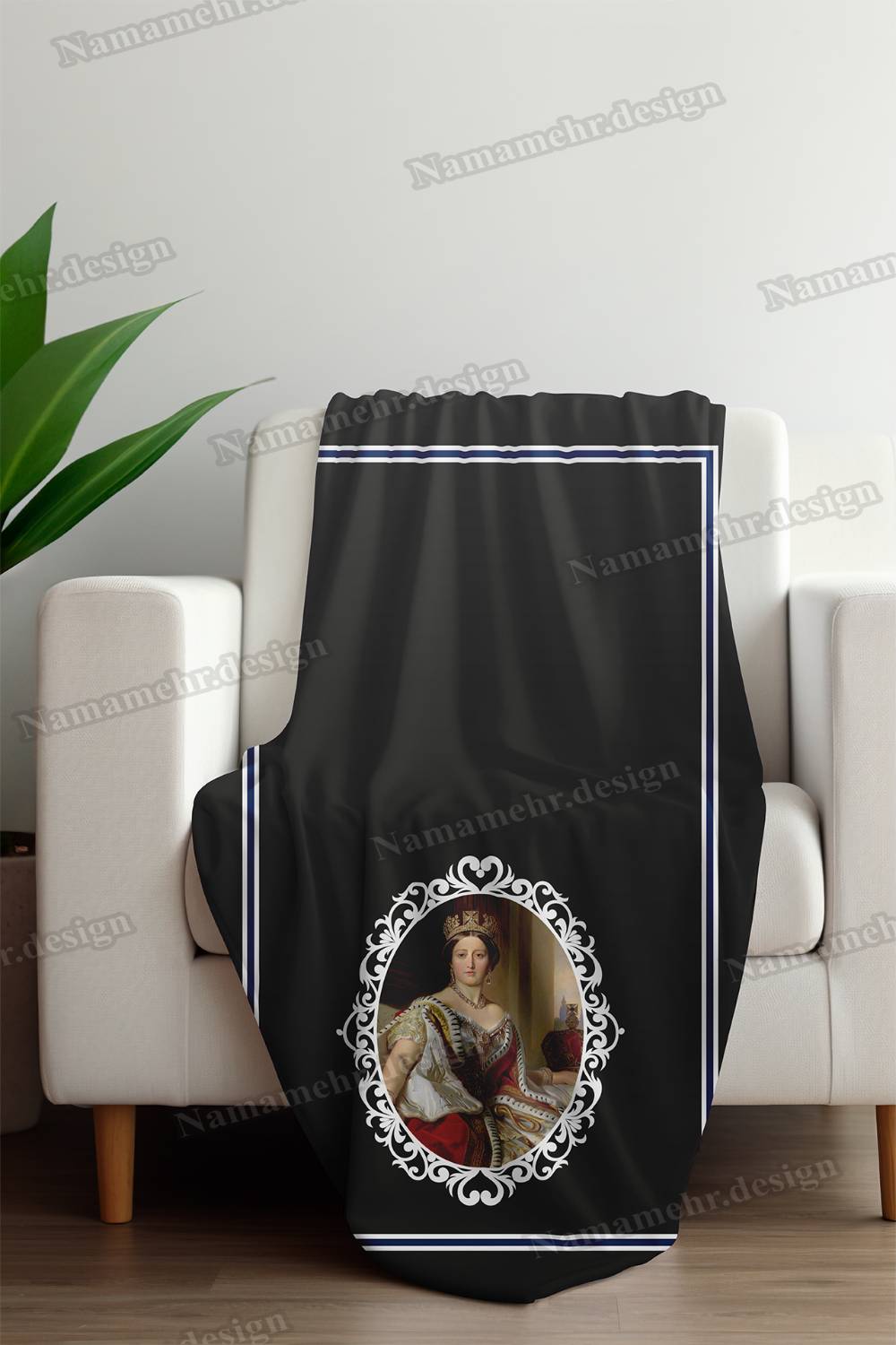 شال مبل طرح فرانسوی رنگ مشکی کد L034
