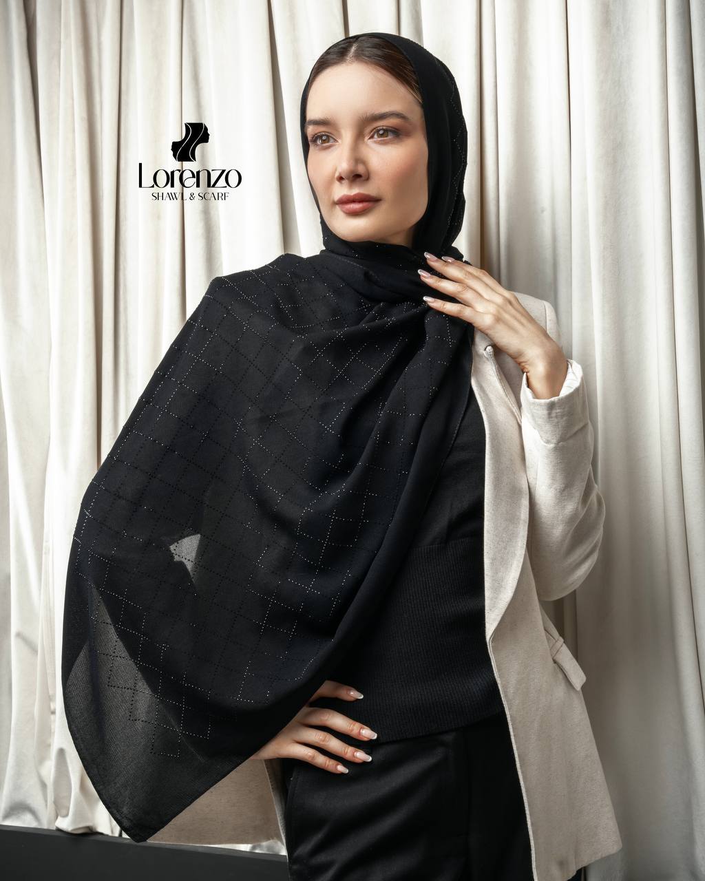 شال بلک سان نگینی طرح لوزی