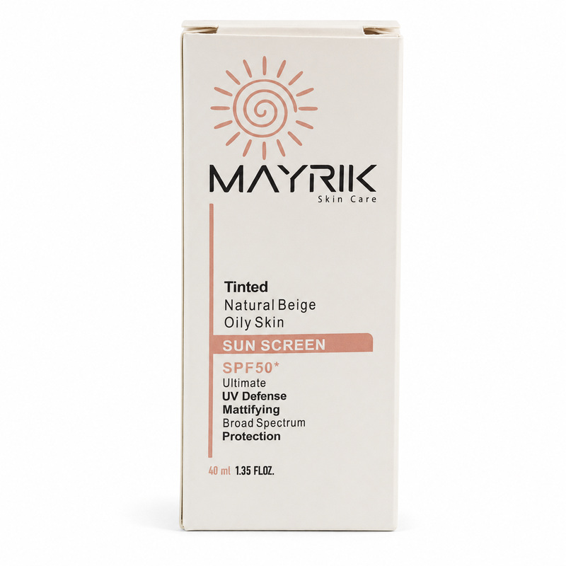 ضد آفتاب رنگی میریک SPF50 مناسب پوست چرب رنگ بژ طبیعی