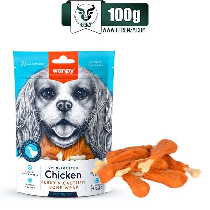تشویقی سگ ونپی مدل ران مرغ با طعم مرغ وزن 100 گرم Wanpy Chicken Jerky Calcium Bone Wrap