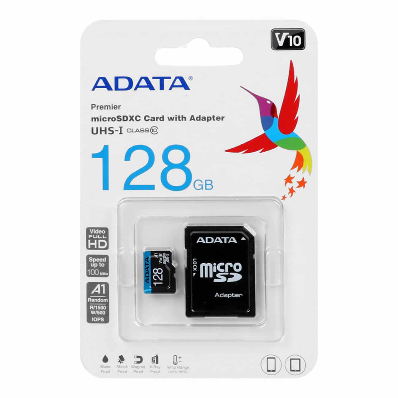 کارت حافظه ای دیتا مدل ADATA Premier microSDXC Card UHS-I Class 10 A1 V10 128GB 100MB/s