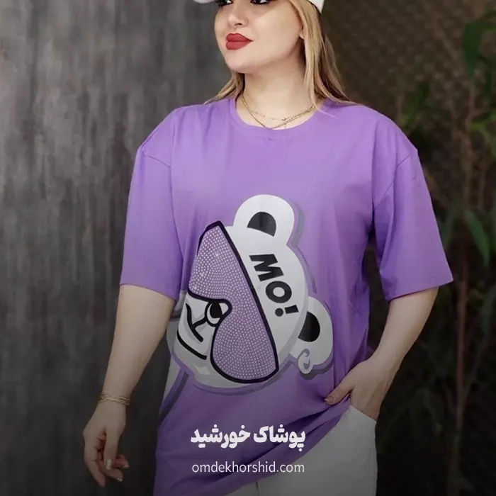 تیشرت لانگ باکسی تدی عینکی