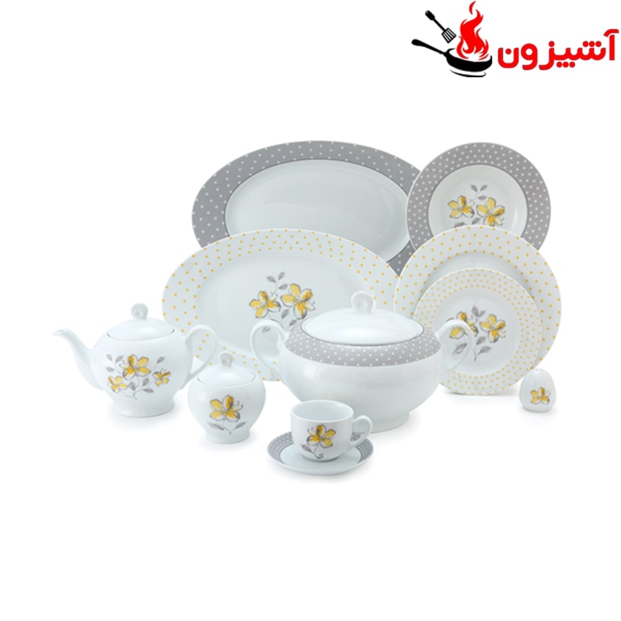 سرویس 102 پارچه 12 نفره طرح والنسیا زرد