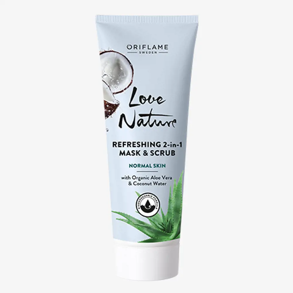 ماسک و اسکراب مدل Love Nature آلوئه ورا و آب نارگیل اوریفلیم 75 میل