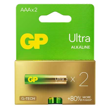 باتری نیم قلمی آلکالاین (GP Ultra AAAx2)