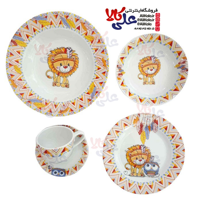 سرویس غذا خوری چینی کودک گرد مقصود طرح شیر سرخ پوست کد25