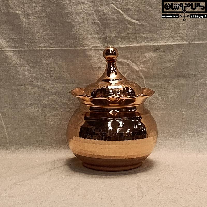 شکلات خوری مسی خمره ای در دار بدون پایه مدل مهیاران
