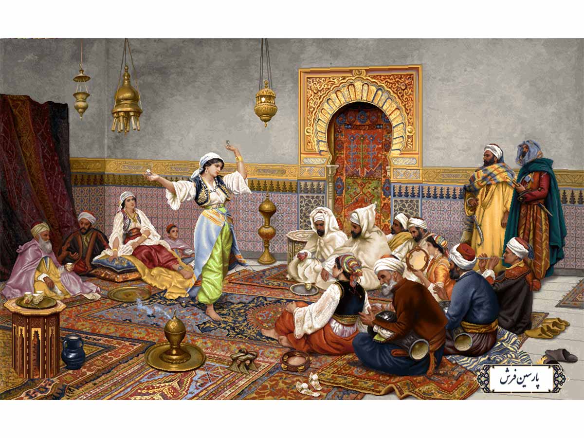 نخ و نقشه تابلو فرش طرح رقص عربی - کد NF2274