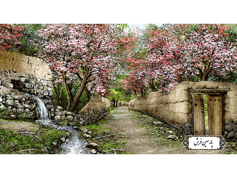 نخ و نقشه تابلو فرش شکوفه های کوچه باغ - کد NV918