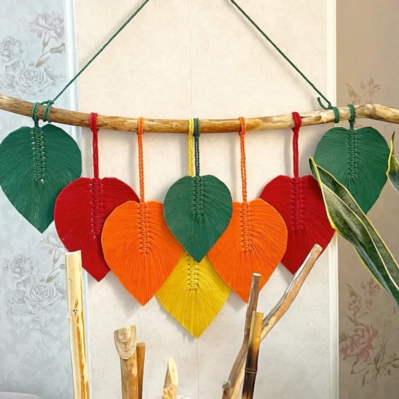 دیوارکوب برگ مکرومه بافی پاییزی ارت بیوتی