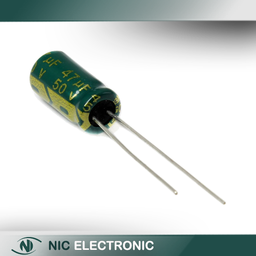 خازن الکترولیتی 47UF/50V-6.3X12-105C-GREEN