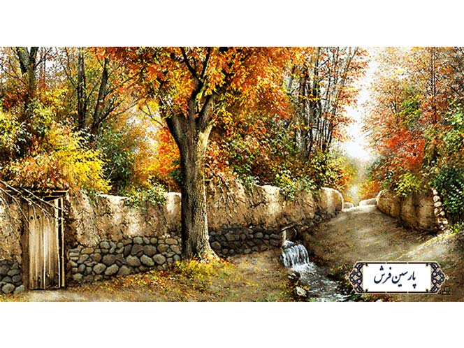 نخ و نقشه تابلو فرش طرح کوچه باغ پاییزی - کد NV755