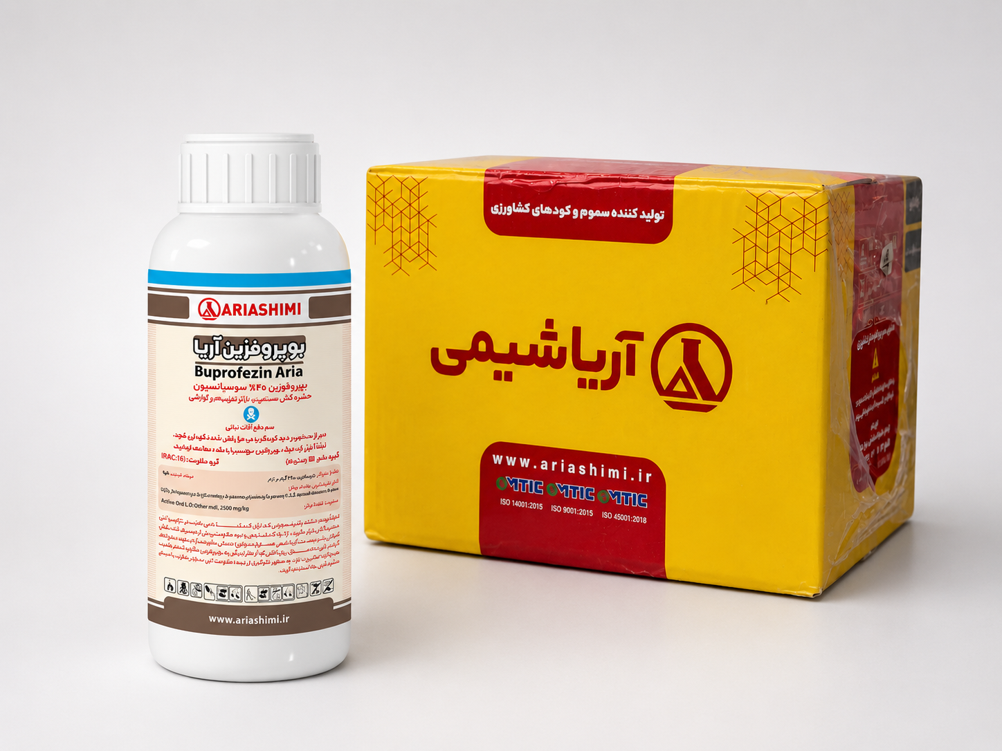 حشره‌کش بوپروفزین آریاشیمی ۴۰٪ SC نیم لیتری - فروش عمده (کارتن ۲۴ عددی)