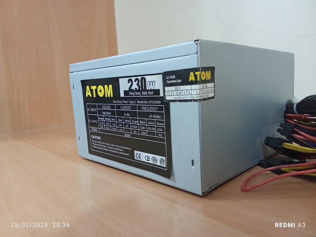 پاور ATOM مدلATX230W-حد اکثر توان350 وات-استوک