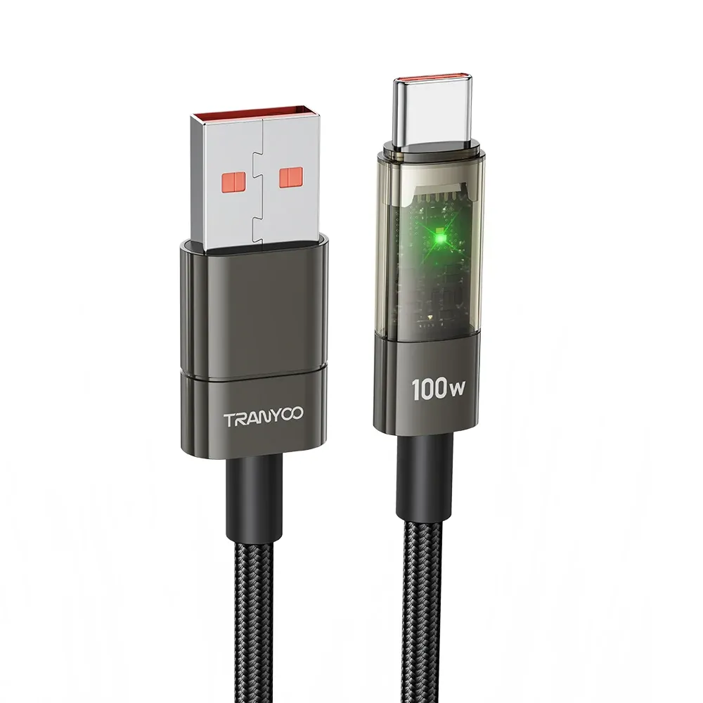 کابل شارژ USB به Type-C ترانیو مدل AC1 توان 100 وات طول ۱.۲ متر - مشکی