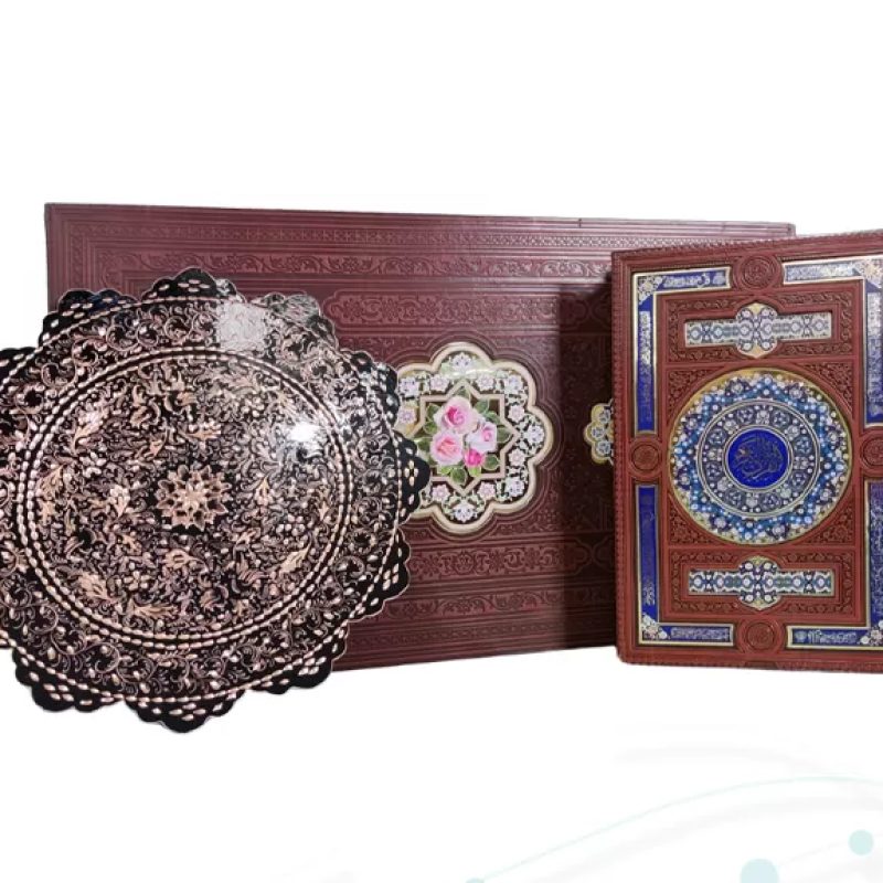 قرآن وزیری چرم با بشقاب الماس تراش