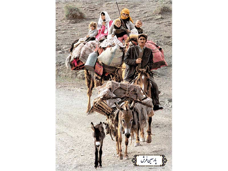 نخ و نقشه تابلو فرش طرح زندگی عشایر - کد NP4951