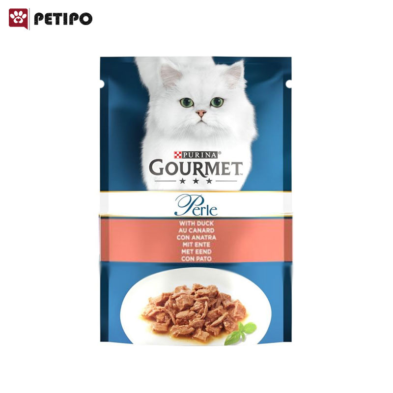 غذای پوچ گربه بالغ با طعم اردک گورمه (Purina Gourmet Cat Pouch with Duck) وزن 85 گرم