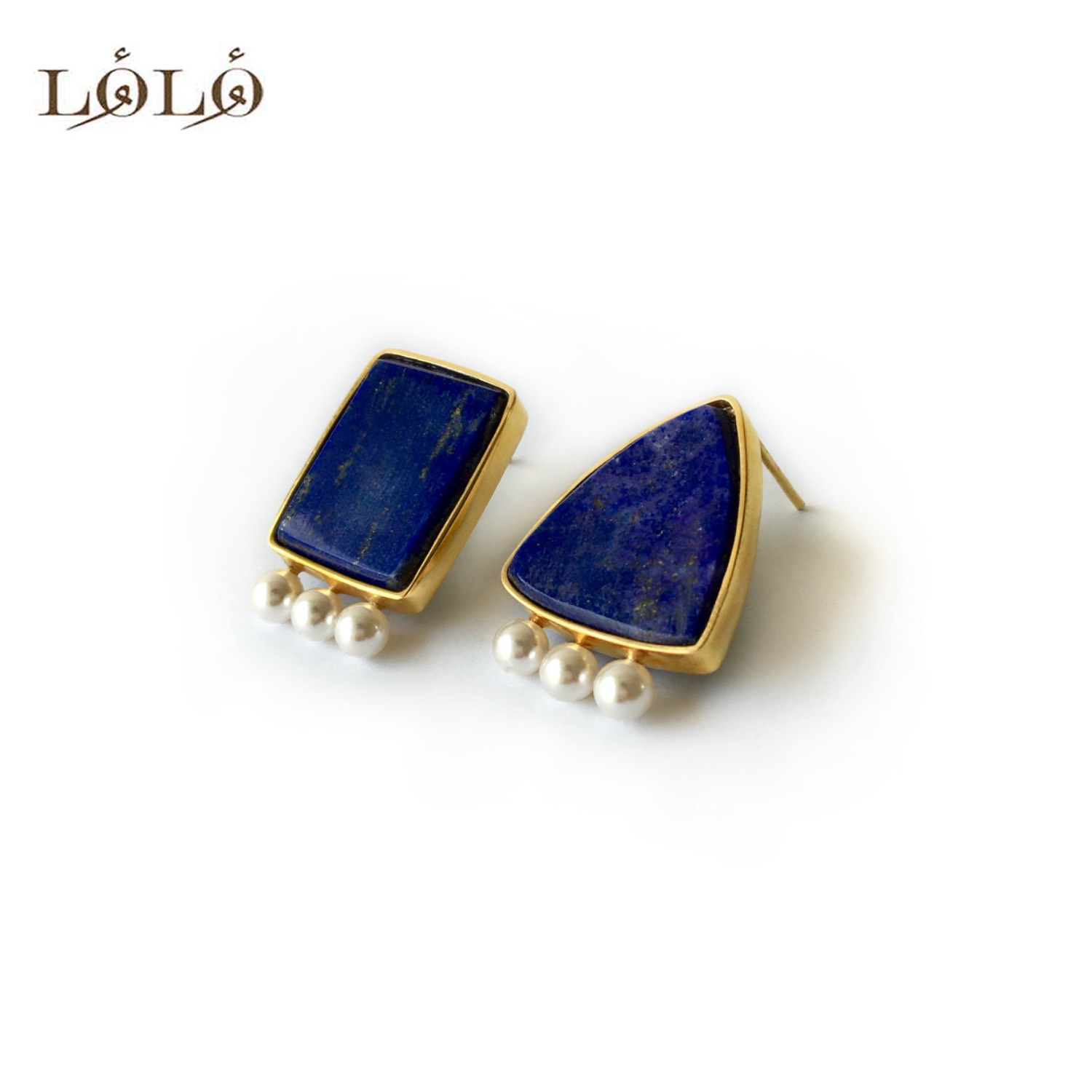 گوشواره لاجورد و مروارید کنتراست