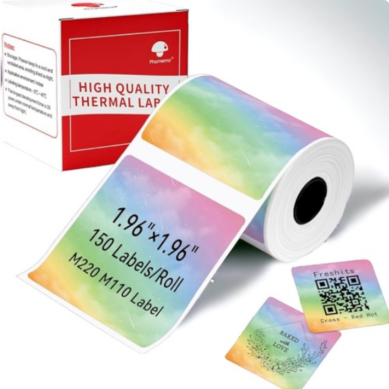 رول لیبل مربعی رنگی فوممو سایز 50×50 میلیمتر (150 عددی) – مدل Thomemo XP5050-150TD