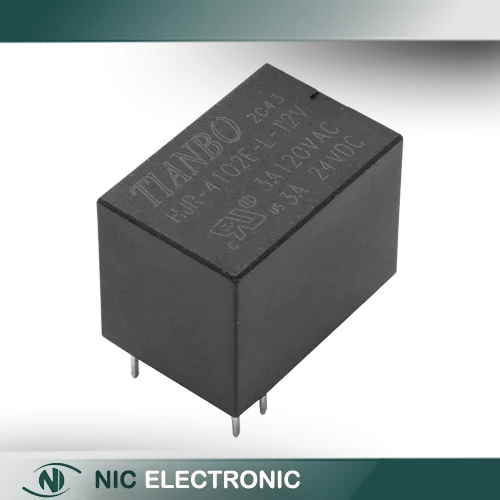 رله مخابراتی 12V-3A بوبین کنار 5 پین مارک TIANBO کد HJR-4102E-L-12V