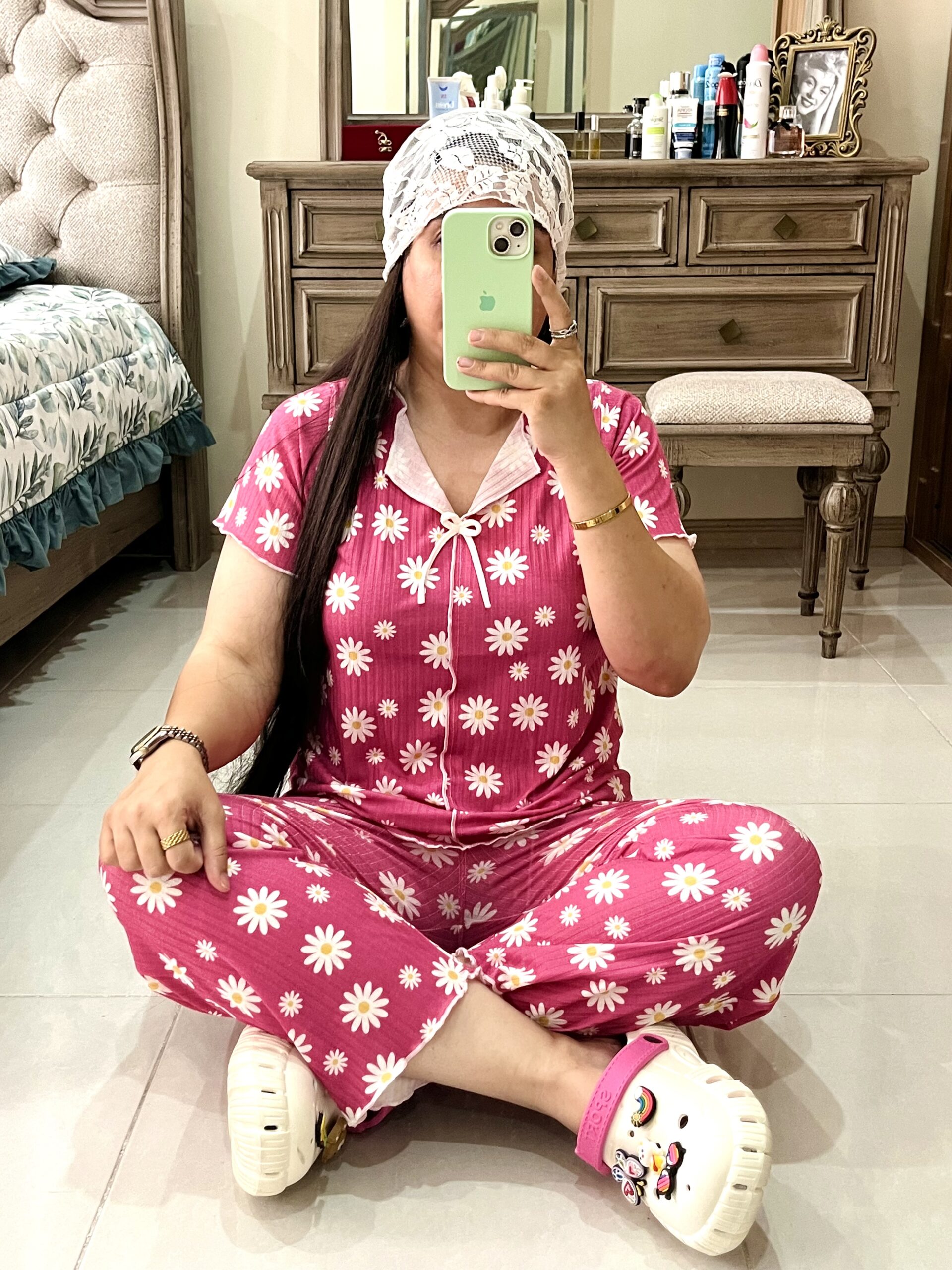ست بابونه کبریتی - سرخابی, فری سایز