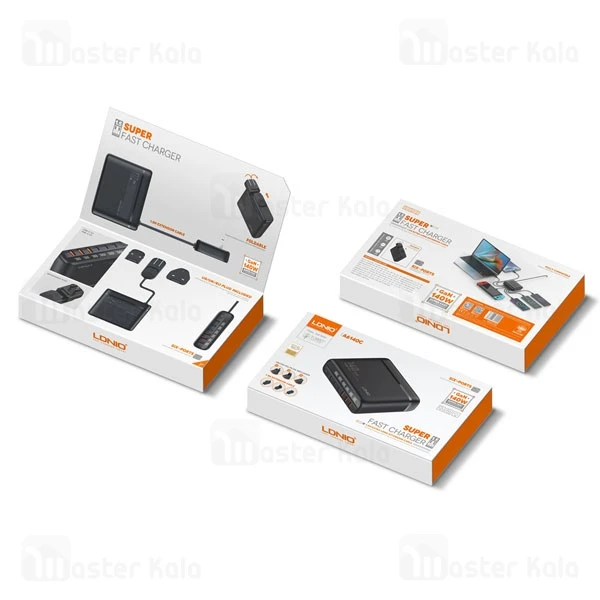 شارژر دیواری سوپر فست شارژ تایپ سی و یو اس بی 140 وات الدینیو LDNIO A6140C 140W GaN Super Fast Desktop Charger