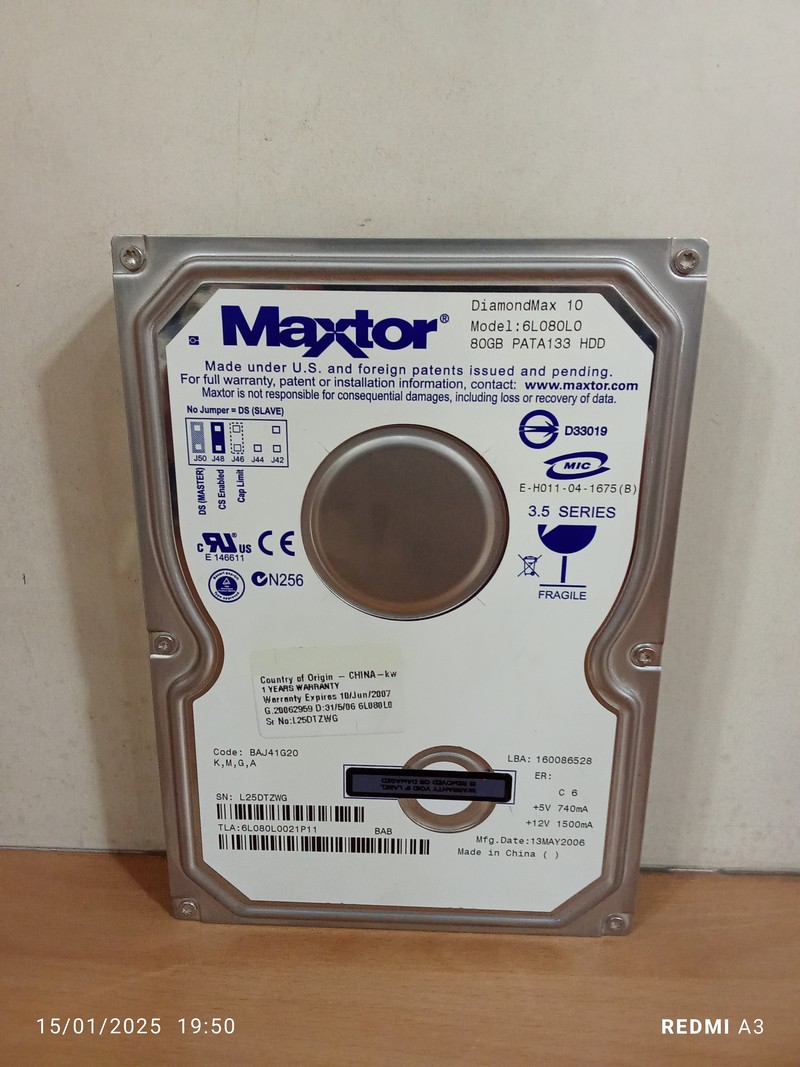 هارد استوک 80گیگ MAXTOR سلامت 100% (کد HD-M-W-G)