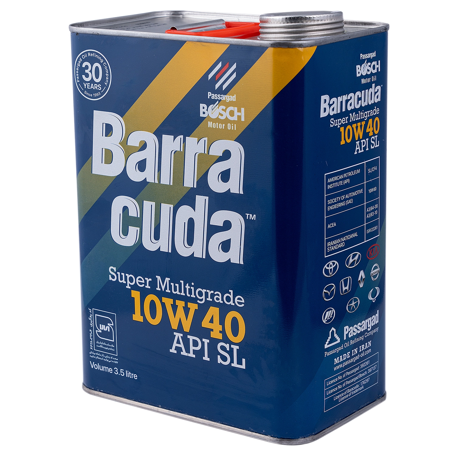 روغن موتور بوش مدل باراکودا 10W40 SL حجم 3/5 ليتر