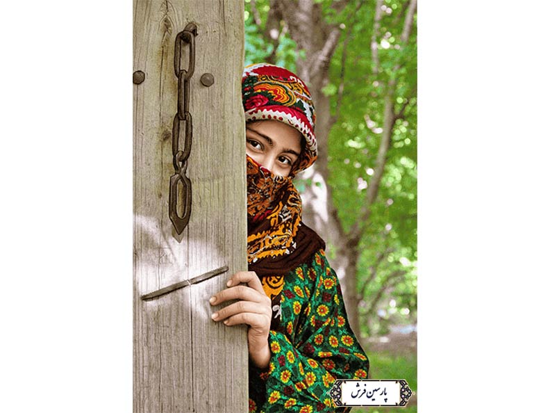 نخ و نقشه تابلو فرش طرح دختر اهل روستا - کد NC6377