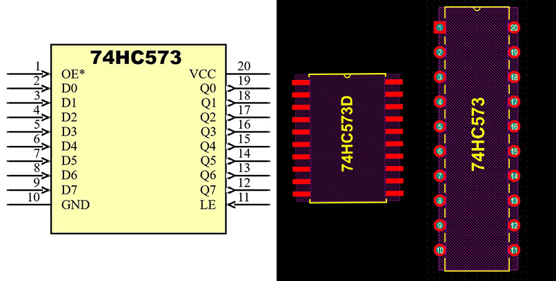 فوت پرینت 74HC573
