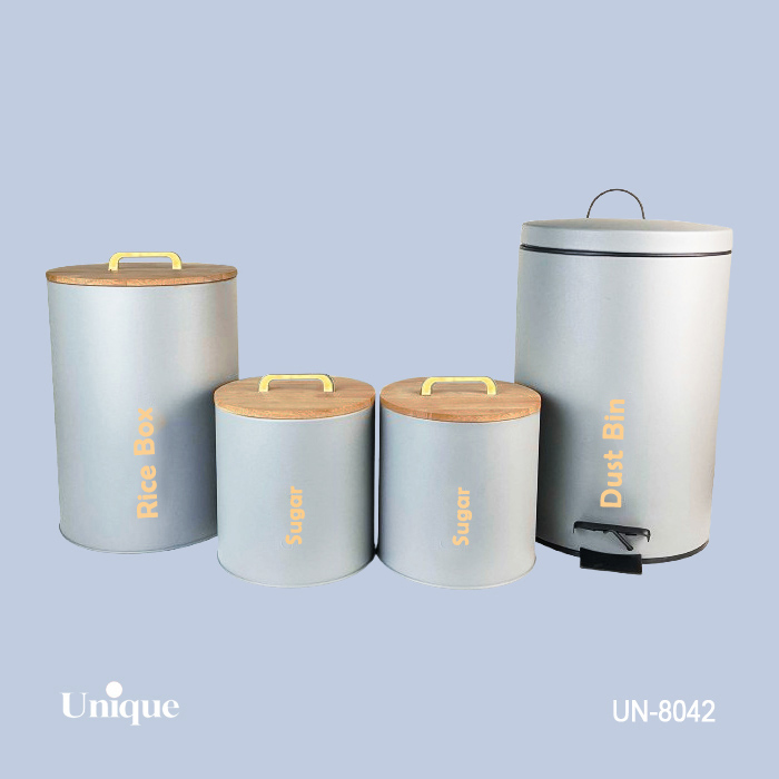 ست 4 پارچه طوسی کمرنگ درب بامبو T یونیک کد UN-8042