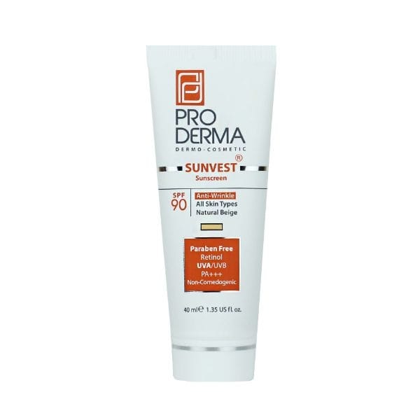کرم ضد آفتاب و ضد چروک SPF90 پرودرما بژ طبیعی
