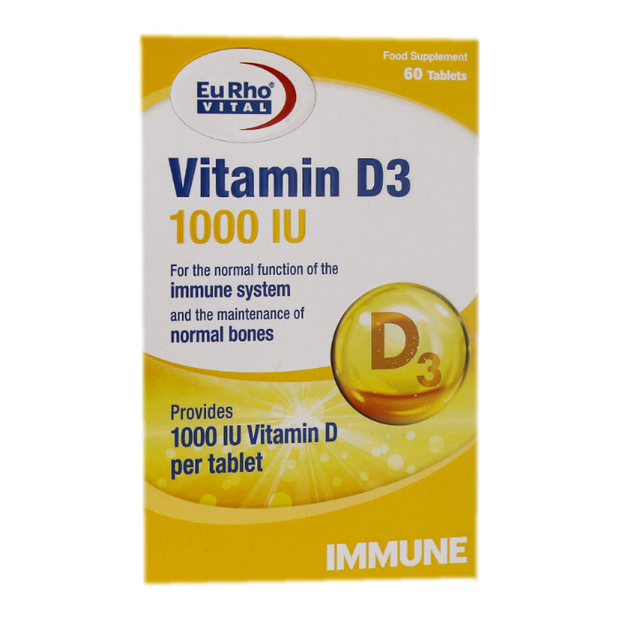 قرص ویتامین D3-1000 واحدی بسته 60 عددی