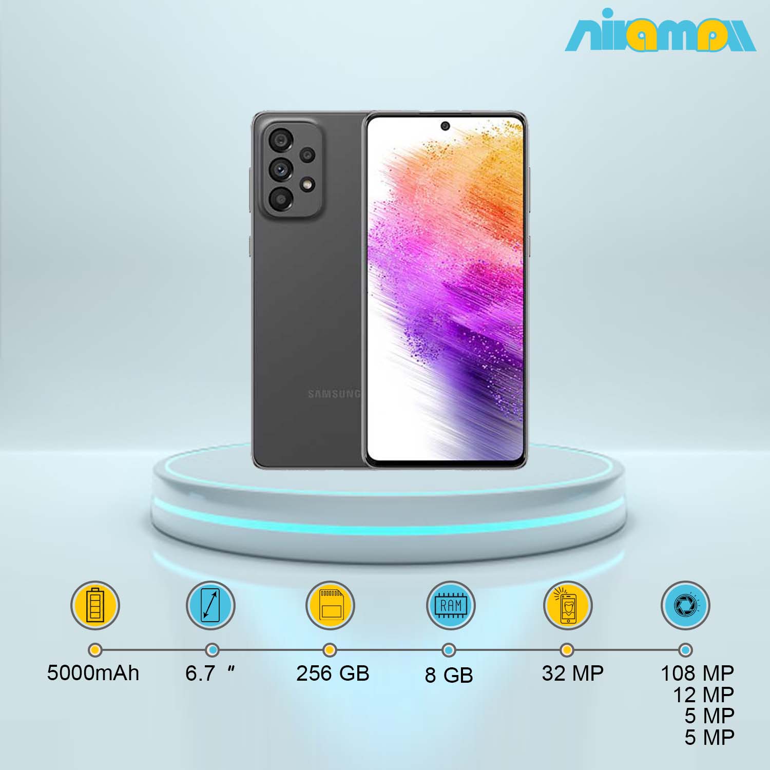 گوشی موبایل سامسونگ مدل Galaxy A73 5G دو سیم کارت ظرفیت 256 گیگابایت و رم8 گیگابایت