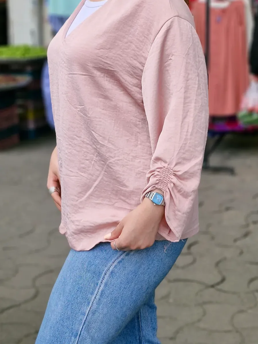 شومیز صورتی جلو بسته
