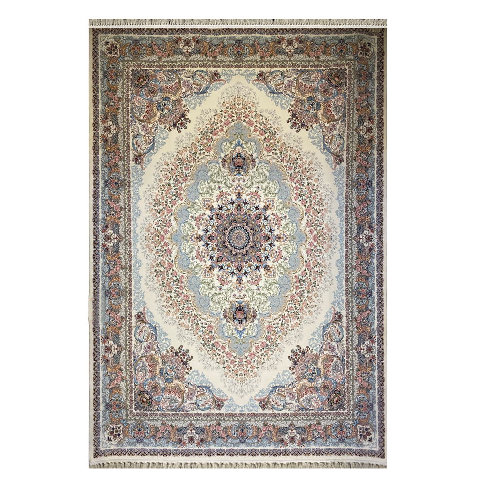 فرش ماشینی ۱۲۰۰شانه زمینه کرم کدSH-1248