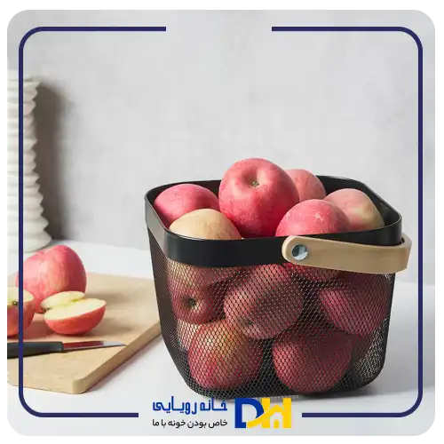 سبد فلزی دسته چوبی مشکی ایکیا RISATORP