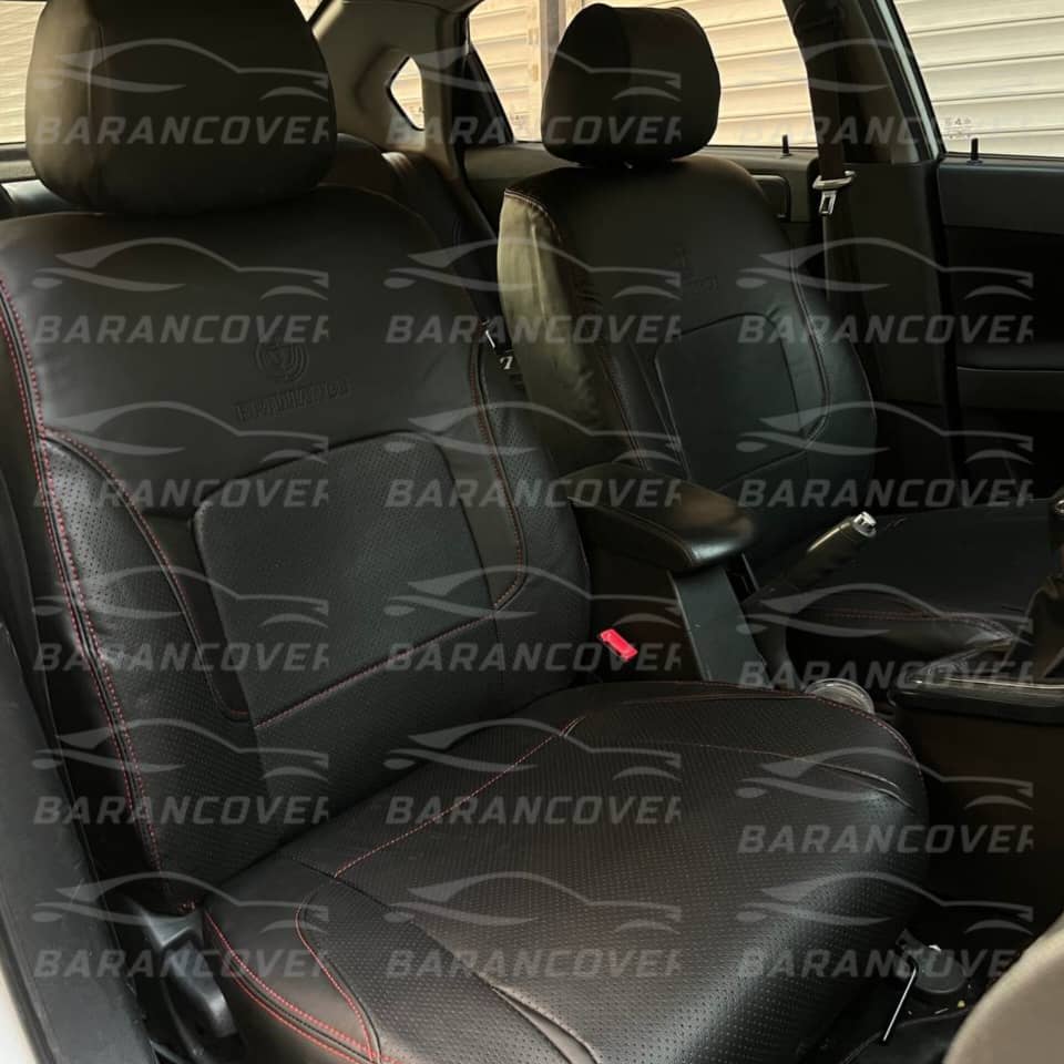 روکش صندلی برلیانس H320 چرم رنگ مشکی دوخت قرمز