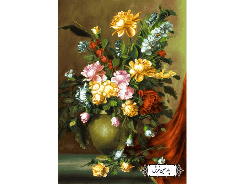 نخ و نقشه تابلو فرش طرح گل و گلدان جدید - کد NG1654