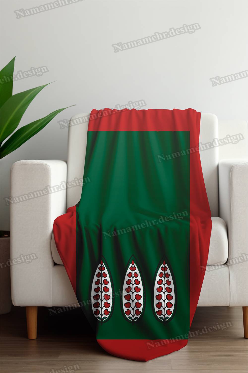 شال مبل طرح سرو رنگ سبز کد L054 (کپی)